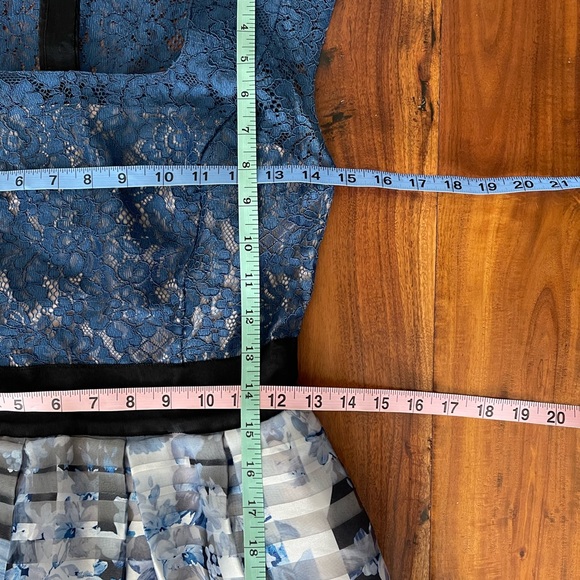 Sachin & Babi Noir tulle dress floral striped lace ballet zipper fit & flare - Picture 8 of 9